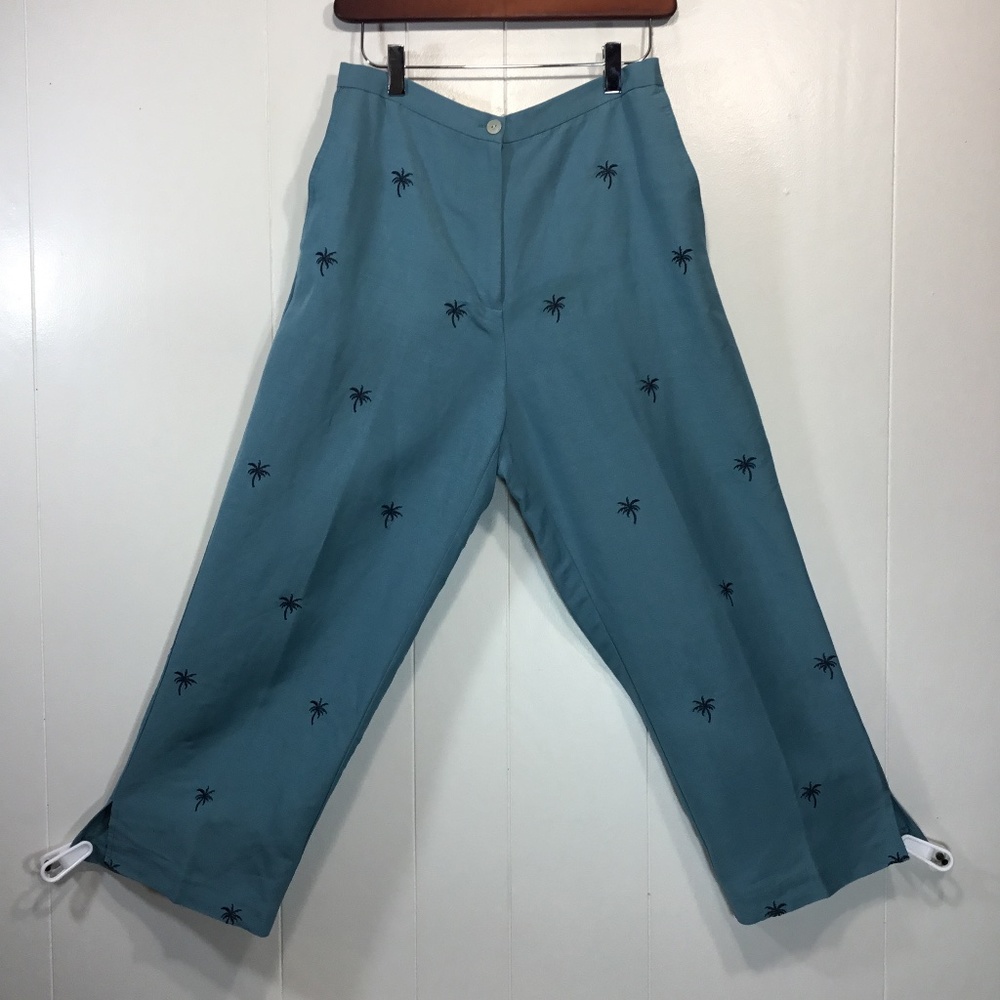Van Heusen linen palm tree cropped pants size 10